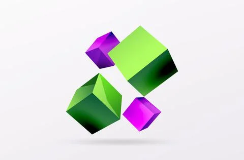 3d cubes vector abstract background. Composition of 3d square shaped basic Stock Illustration