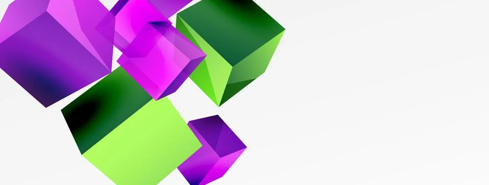 3d cubes vector abstract background. Composition of 3d square shaped basic Stock Illustration