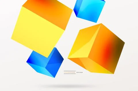 3d cubes vector abstract background. Composition of 3d square shaped basic Stock Illustration