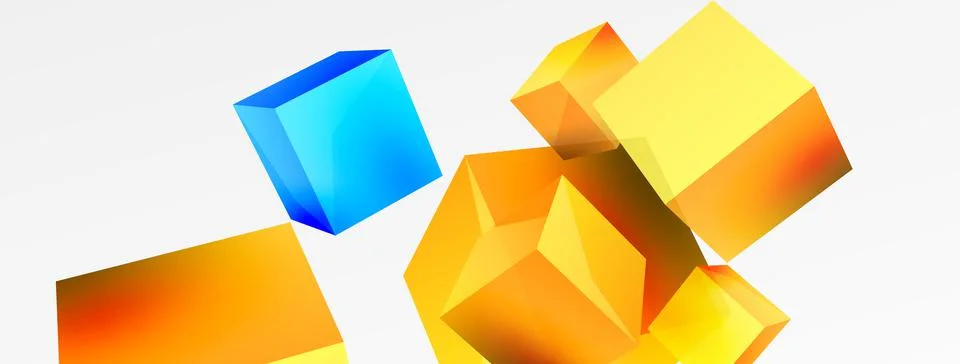 3d cubes vector abstract background. Composition of 3d square shaped basic 스톡 일러스트