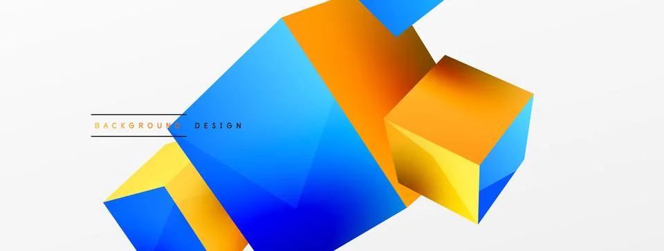 3d cubes vector abstract background. Composition of 3d square shaped basic Stock Illustration