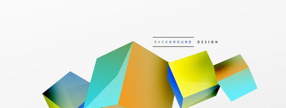 3d cubes vector abstract background. Composition of 3d square shaped basic Stock Illustration