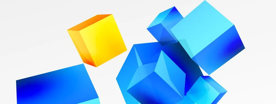 3d cubes vector abstract background. Composition of 3d square shaped basic Stock Illustration