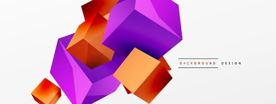 3d cubes vector abstract background. Composition of 3d square shaped basic Stock Illustration