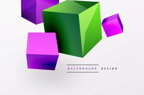 3d cubes vector abstract background. Composition of 3d square shaped basic Stock Illustration