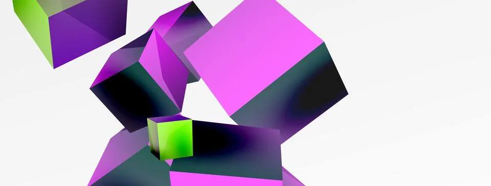 3d cubes vector abstract background. Composition of 3d square shaped basic Illustrazione stock