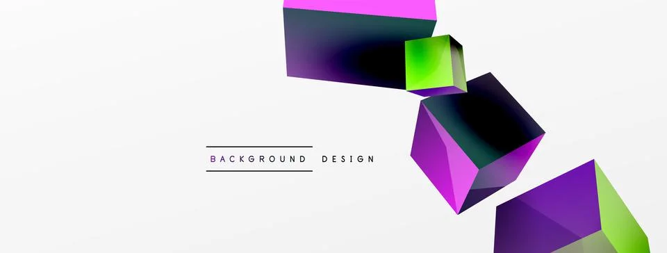 3d cubes vector abstract background. Composition of 3d square shaped basic Stock Illustration
