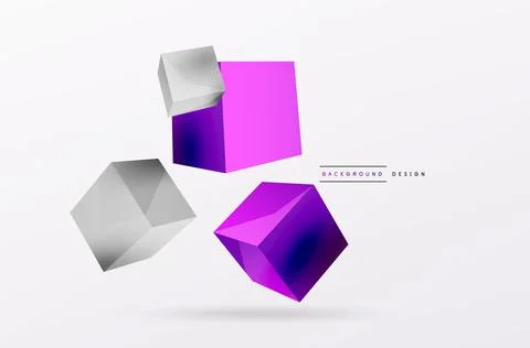 3d cubes vector abstract background. Composition of 3d square shaped basic Stock Illustration