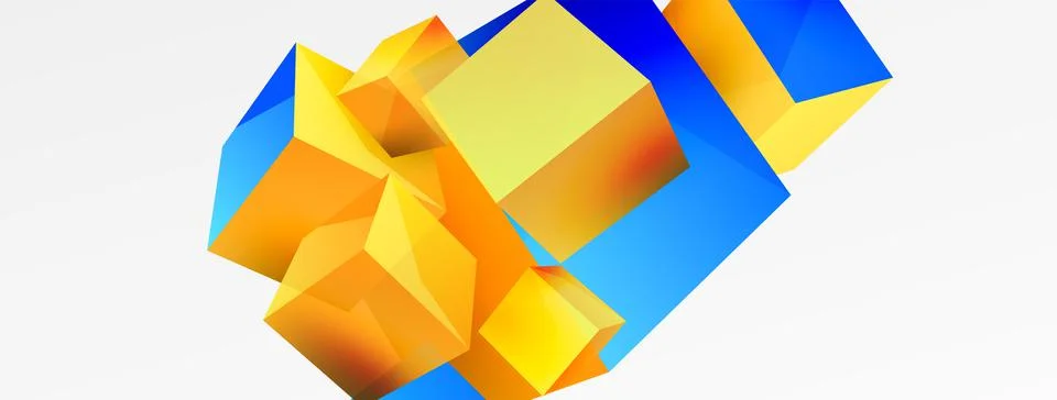 3d cubes vector abstract background. Composition of 3d square shaped basic Stock Illustration