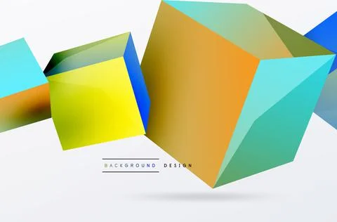 3d cubes vector abstract background. Composition of 3d square shaped basic Stock Illustration