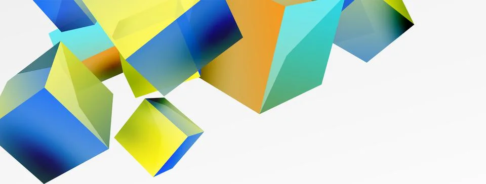 3d cubes vector abstract background. Composition of 3d square shaped basic Stock Illustration