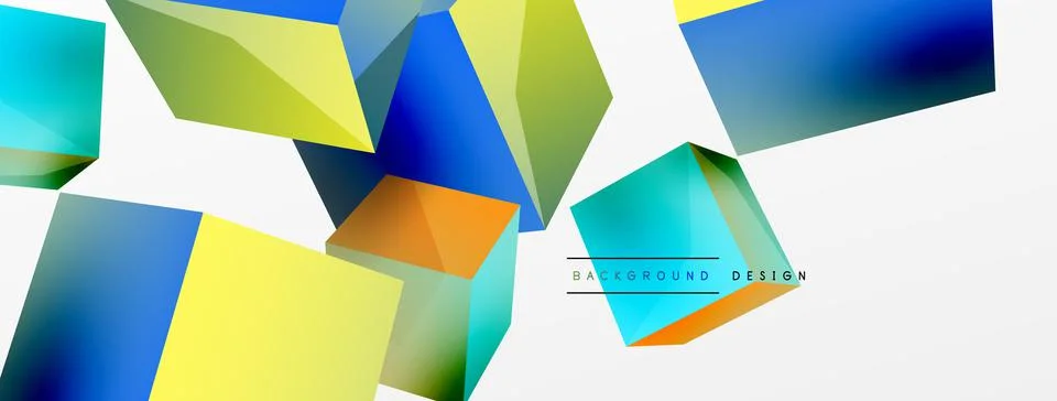 3d cubes vector abstract background. Composition of 3d square shaped basic Stock Illustration