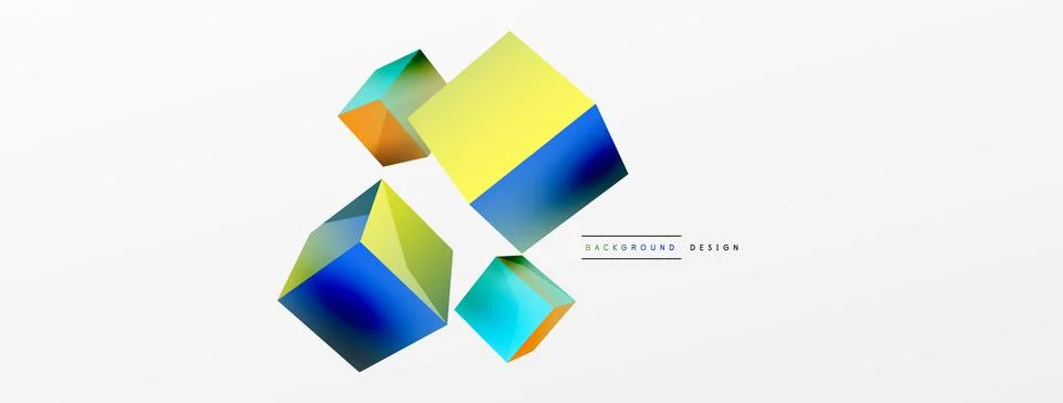 3d cubes vector abstract background. Composition of 3d square shaped basic Stock Illustration