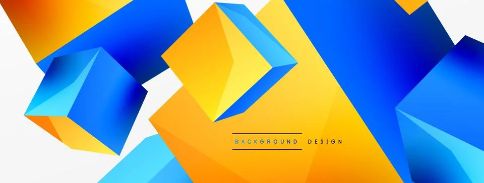 3d cubes vector abstract background. Composition of 3d square shaped basic Stock Illustration