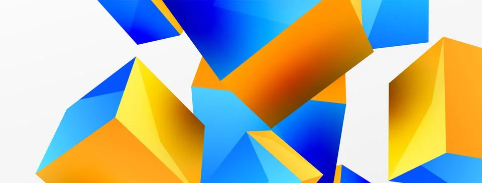 3d cubes vector abstract background. Composition of 3d square shaped basic Stock Illustration