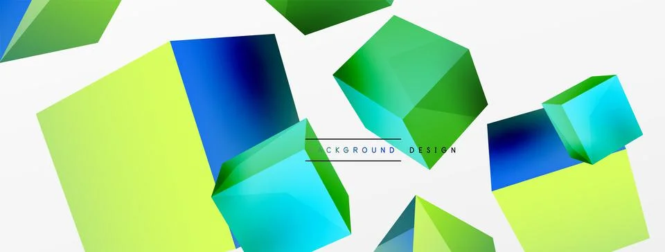 3d cubes vector abstract background. Composition of 3d square shaped basic Stock Illustration