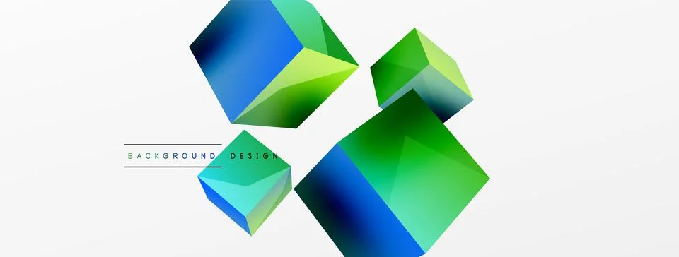 3d cubes vector abstract background. Composition of 3d square shaped basic Stock Illustration
