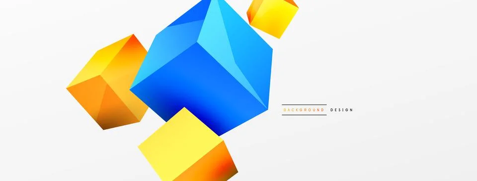 3d cubes vector abstract background. Composition of 3d square shaped basic Stock Illustration