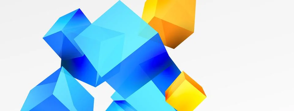 3d cubes vector abstract background. Composition of 3d square shaped basic Stock Illustration