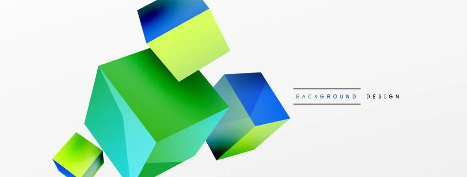 3d cubes vector abstract background. Composition of 3d square shaped basic Stock Illustration