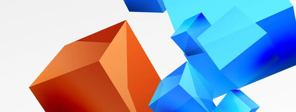 3d cubes vector abstract background. Composition of 3d square shaped basic Stock Illustration