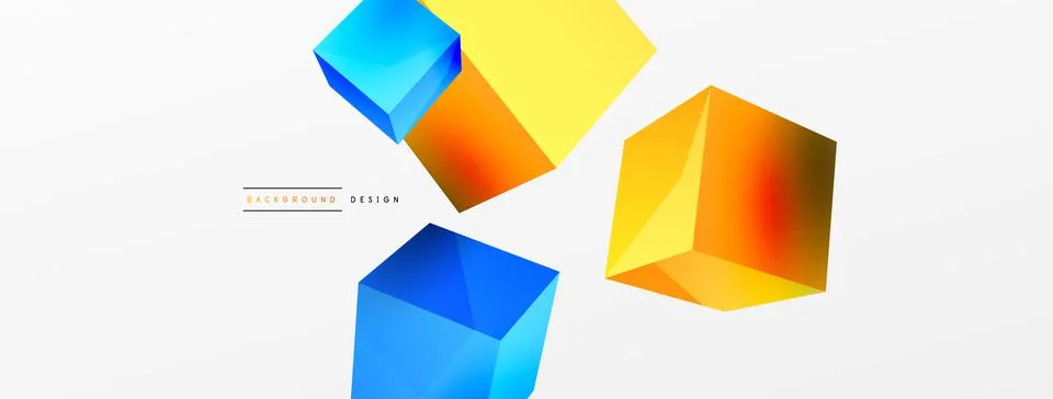3d cubes vector abstract background. Composition of 3d square shaped basic Stock Illustration
