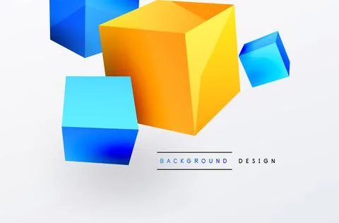 3d cubes vector abstract background. Composition of 3d square shaped basic Stock Illustration