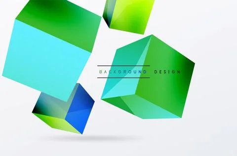 3d cubes vector abstract background. Composition of 3d square shaped basic Illustrazione stock