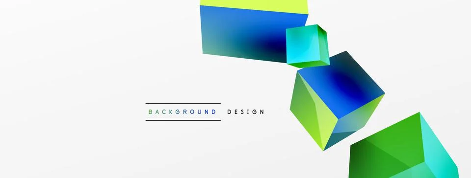 3d cubes vector abstract background. Composition of 3d square shaped basic Stock Illustration