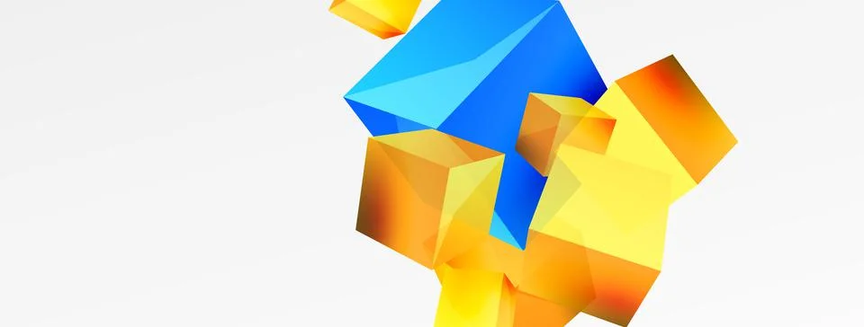 3d cubes vector abstract background. Composition of 3d square shaped basic Stock Illustration