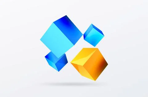 3d cubes vector abstract background. Composition of 3d square shaped basic Stock Illustration
