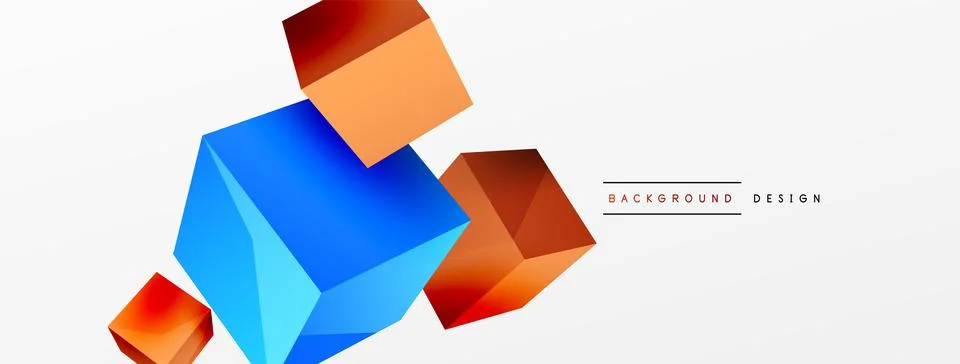 3d cubes vector abstract background. Composition of 3d square shaped basic Stock Illustration