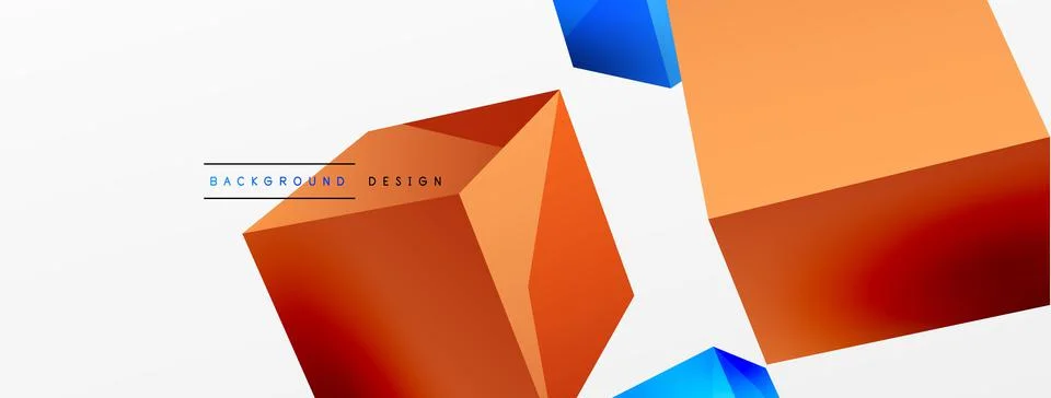 3d cubes vector abstract background. Composition of 3d square shaped basic Stock Illustration