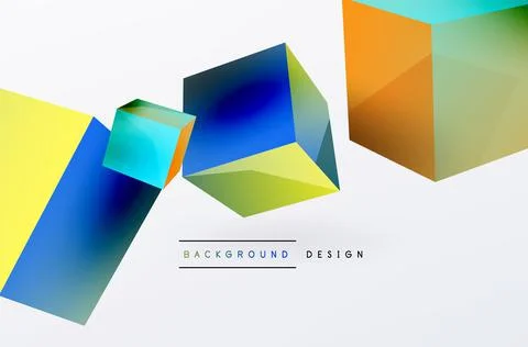 3d cubes vector abstract background. Composition of 3d square shaped basic Stock Illustration