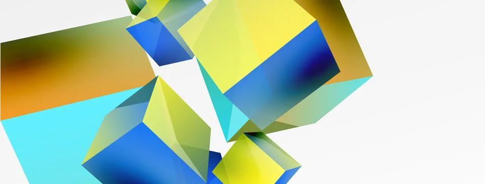 3d cubes vector abstract background. Composition of 3d square shaped basic Stock Illustration