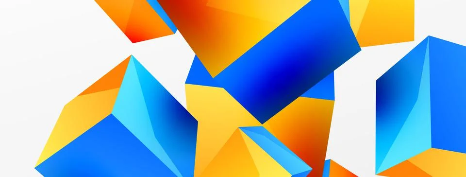 3d cubes vector abstract background. Composition of 3d square shaped basic Stock Illustration