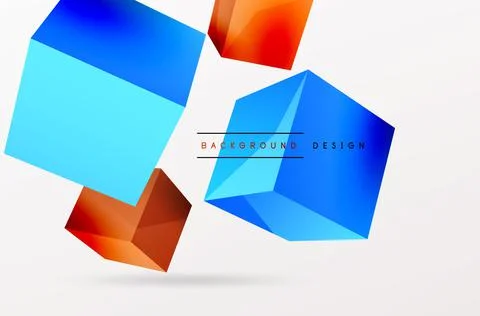 3d cubes vector abstract background. Composition of 3d square shaped basic 스톡 일러스트