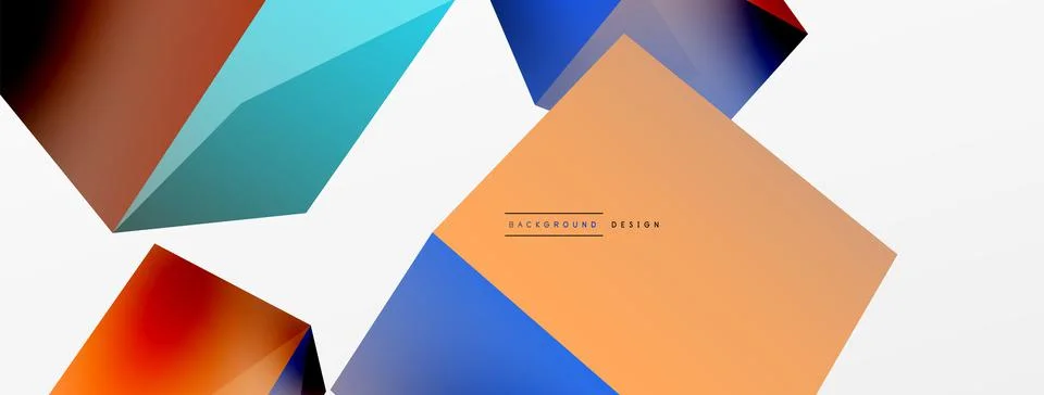 3d cubes vector abstract background. Composition of 3d square shaped basic Stock Illustration