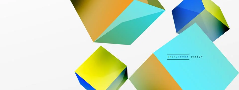 3d cubes vector abstract background. Composition of 3d square shaped basic Stock Illustration