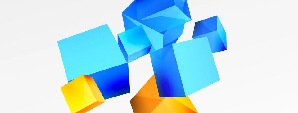 3d cubes vector abstract background. Composition of 3d square shaped basic Illustrazione stock