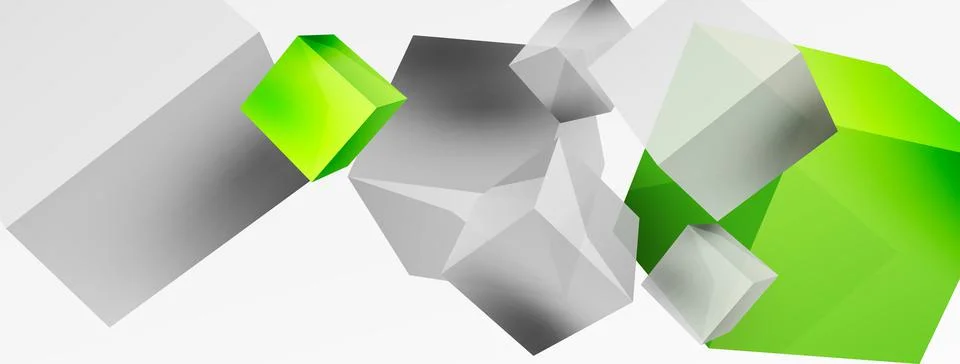 3d cubes vector abstract background. Composition of 3d square shaped basic Stock Illustration