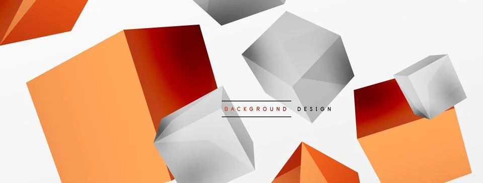 3d cubes vector abstract background. Composition of 3d square shaped basic Stock Illustration