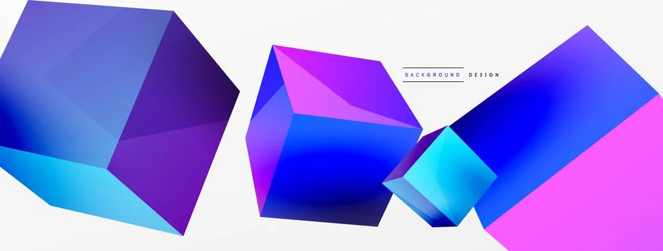 3d cubes vector abstract background. Composition of 3d square shaped basic Stock Illustration