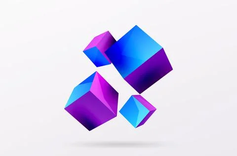 3d cubes vector abstract background. Composition of 3d square shaped basic Stock Illustration