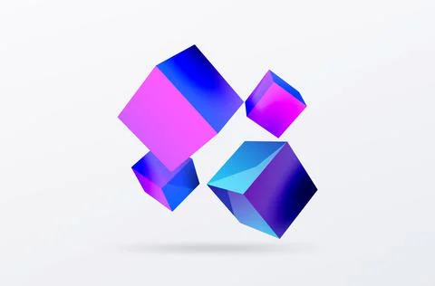 3d cubes vector abstract background. Composition of 3d square shaped basic 스톡 일러스트