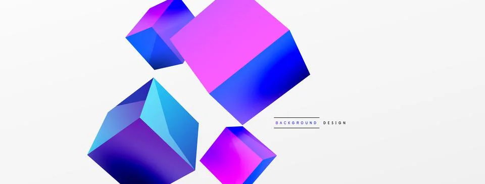 3d cubes vector abstract background. Composition of 3d square shaped basic 스톡 일러스트