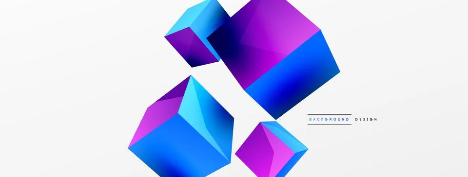 3d cubes vector abstract background. Composition of 3d square shaped basic Stock Illustration