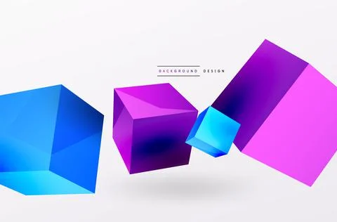 3d cubes vector abstract background. Composition of 3d square shaped basic Stock Illustration