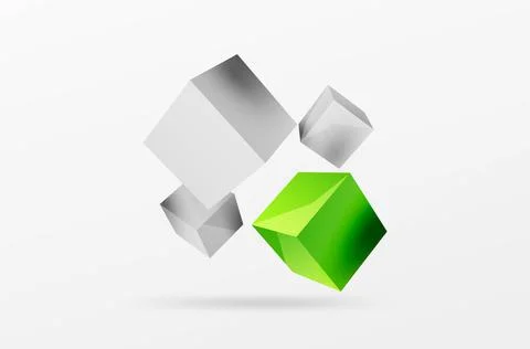 3d cubes vector abstract background. Composition of 3d square shaped basic Stock Illustration