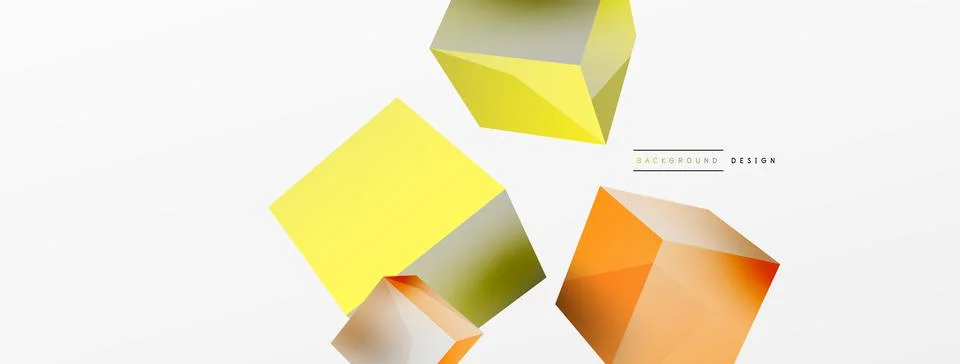 3d cubes vector abstract background. Composition of 3d square shaped basic Stock Illustration